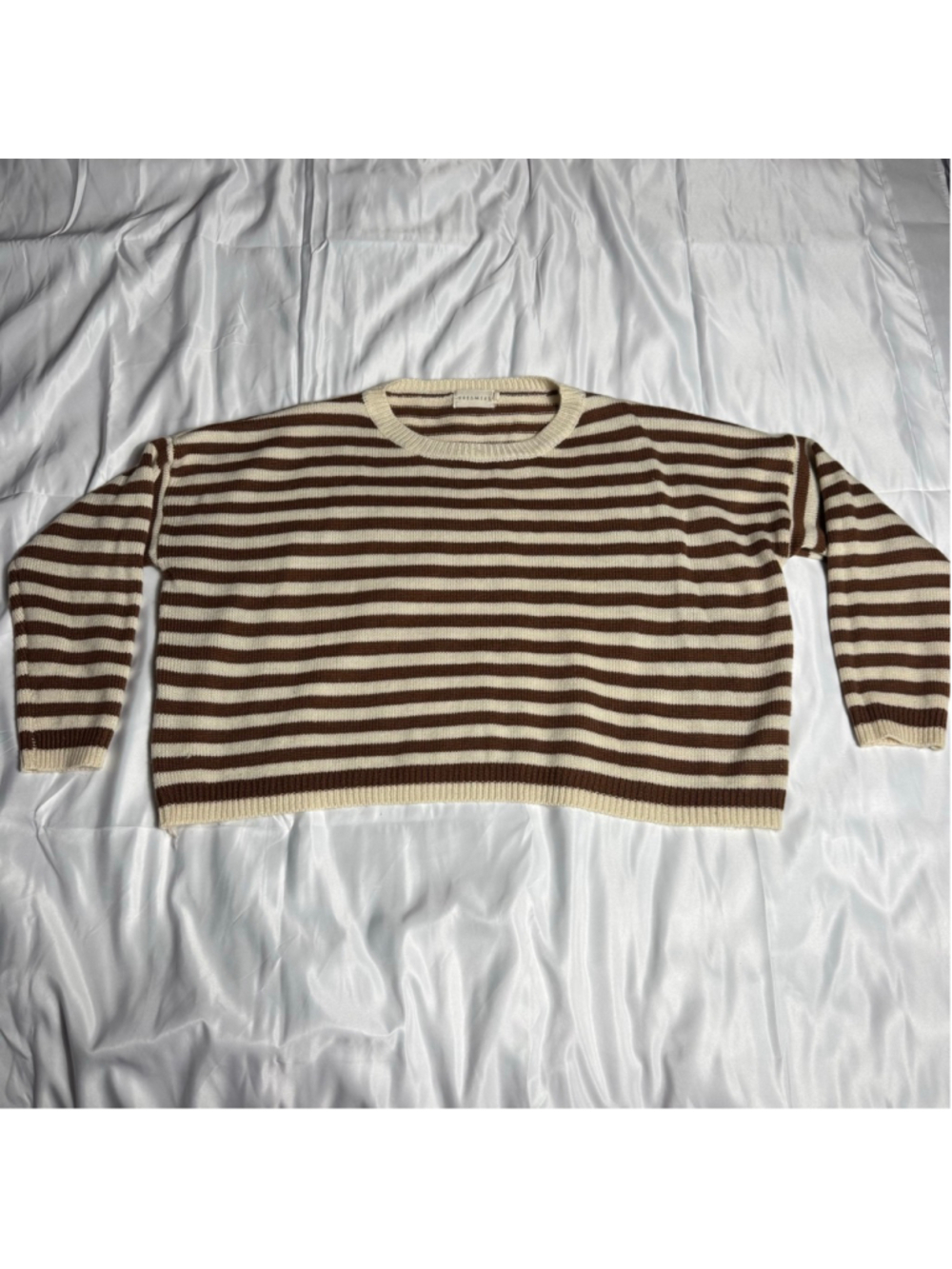 Women's Dreamers Striped Crew Neck Sweater S Brown Beige